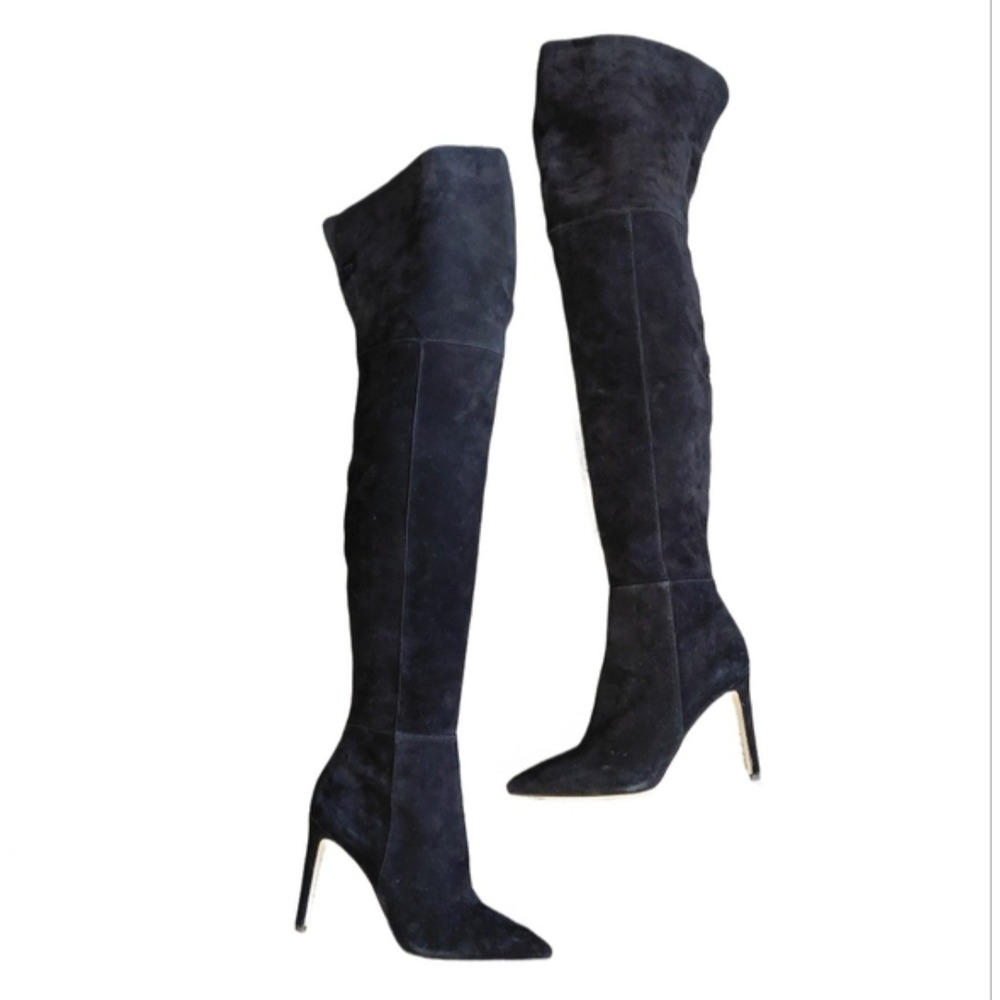 Sam Edelman Bernadette Black Suede Over The Knee Stiletto Boots Womens Size 8